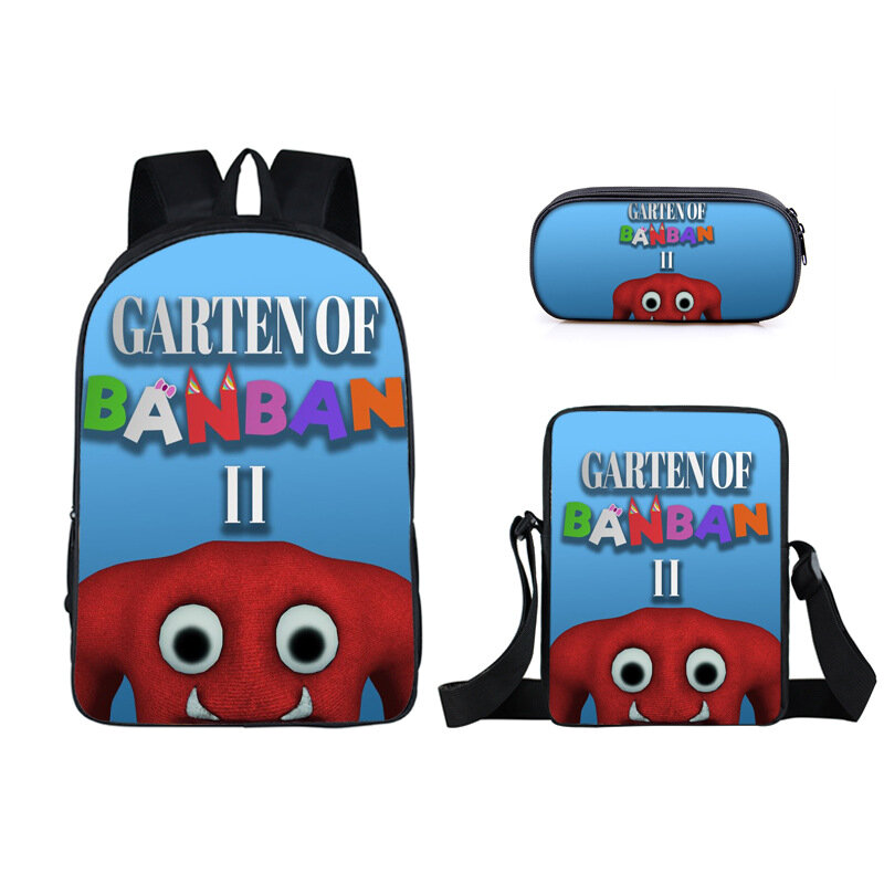 Garten of Banban Backpack, Class Garden Game Backpack, Poliéster Single Layer Pen Bag, pequeno corpo Zipper Bag, infantil 3 Pcs