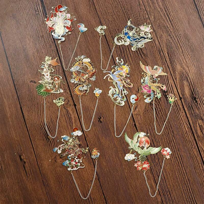 Creative Luxury Retro Metal Bookmark Chinese Style Animal Shape Book Clip Stationery Gift Teacher Student School Office Supplies