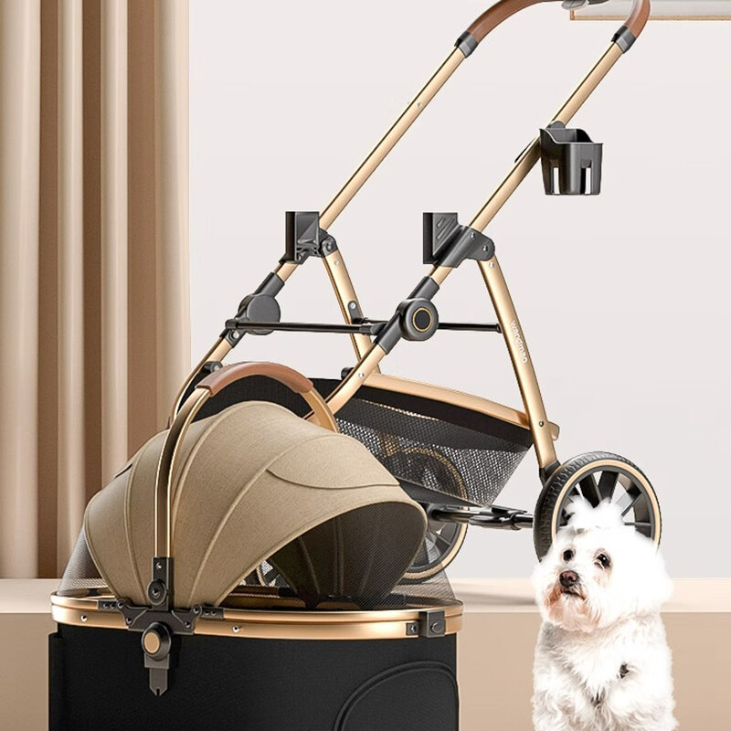 Aluminum Alloy Outdoor Pet Stroller with Wheels for Medium Dogs and Cats, Companion Animal Travel Supplies