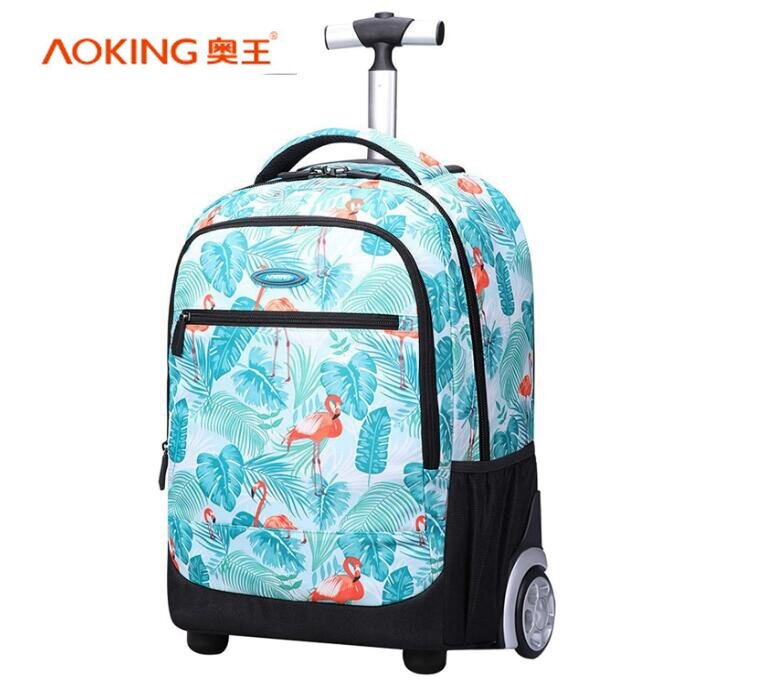 Aoking 18 Polegada rolando mochila para meninas saco de rolo com rodas escola rolando mochila crianças escola rolando trole bagagem