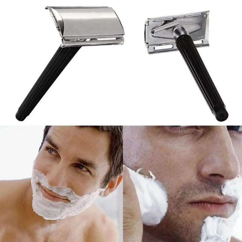 Przydatne narzędzie do golenia moda męska golarka do usuwania włosów ze stali nierdzewnej maszynka do golenia z ostrzem podwójna krawędź ręczna maszynka do golenia
