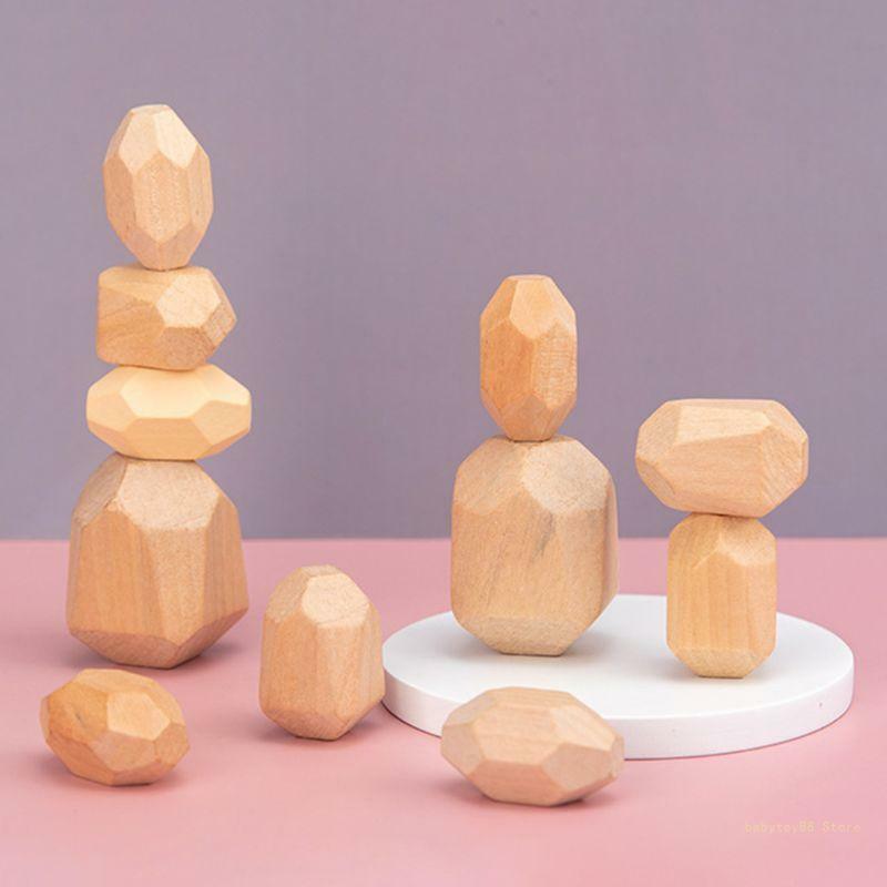 Y4UD 36шт детские деревянные цветные каменные укладки игры строительный блок образовательная игрушка