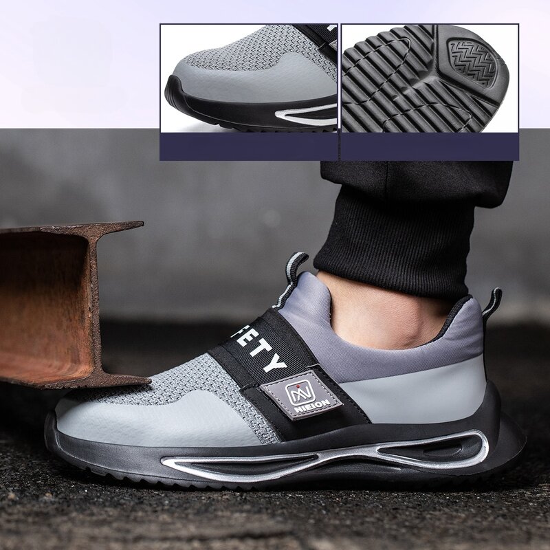 Sepatu keselamatan kerja Pria Wanita, Sneaker kasual anti tusukan, sepatu keselamatan kerja ringan bersirkulasi untuk pria dan wanita