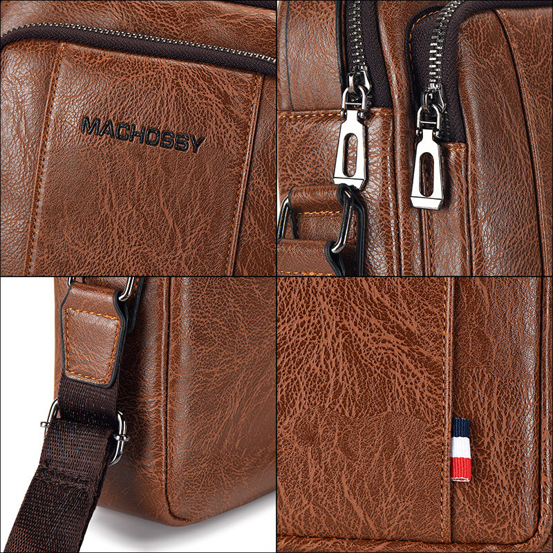 Vintage Men Shoulder Bags Crossbody Bag Multi-function Men's Handbags Capacity PU Leather Bag For Male Messenger Bags Tote Bag