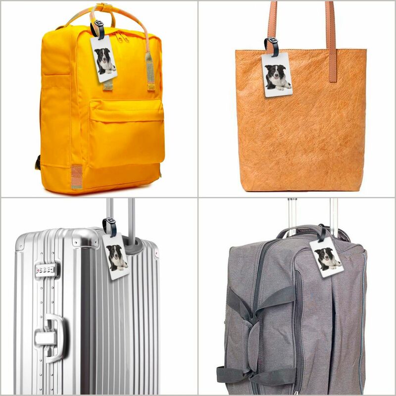 علامة حقائب Collie مخصصة للحدود ، هدية كلب أليف ، حقيبة سفر ، ملصق معرف غطاء خصوصية ، ملصق حقيبة سفر