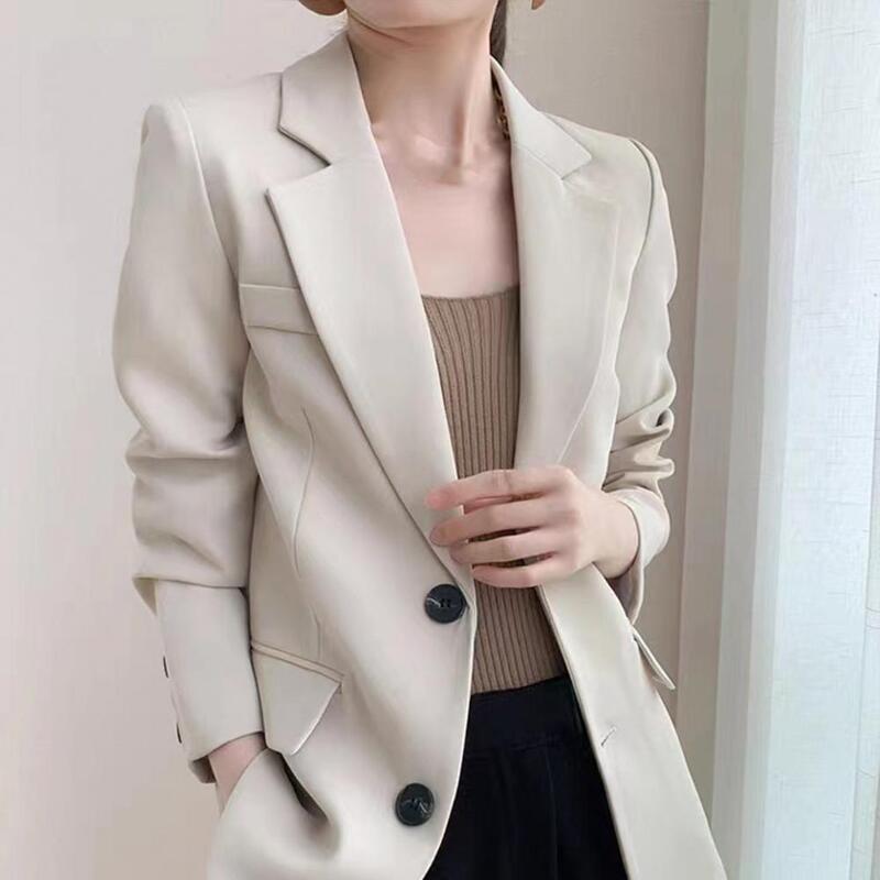 Dame formale formale stilvolle Frauen Business Anzug Mantel einfarbig Turn-Down-Kragen einreihig Knopf Dekor für Büro