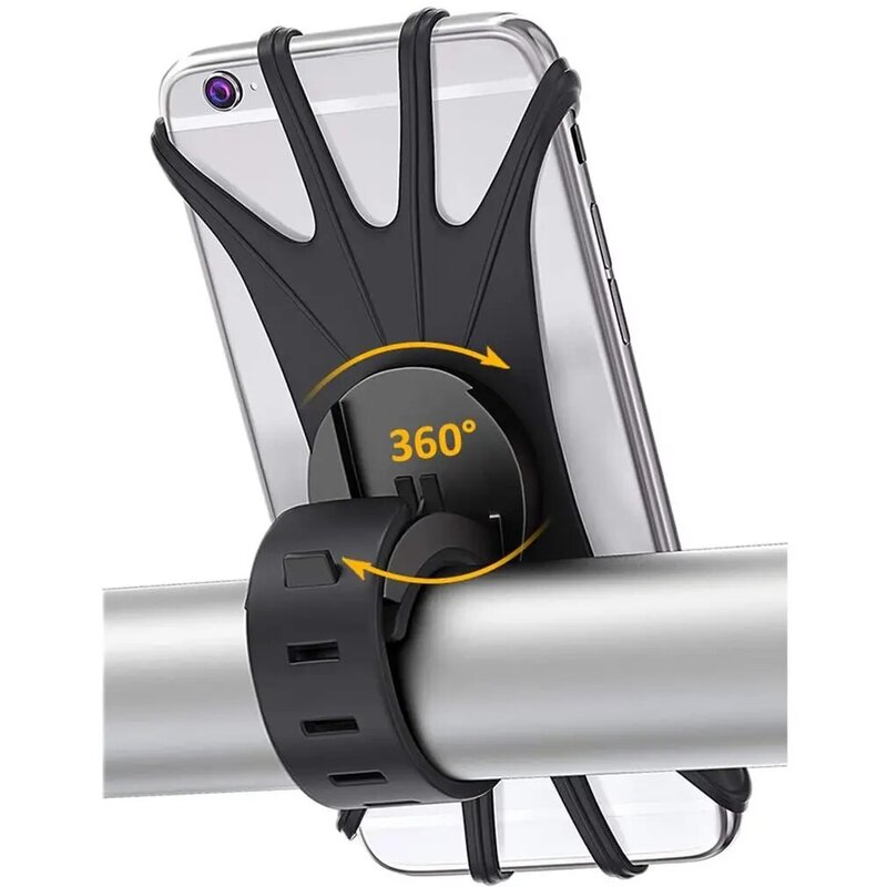 Support de téléphone portable rotatif en silicone pour vélo et moto, pour guidon de 4.0 à 6.0 pouces