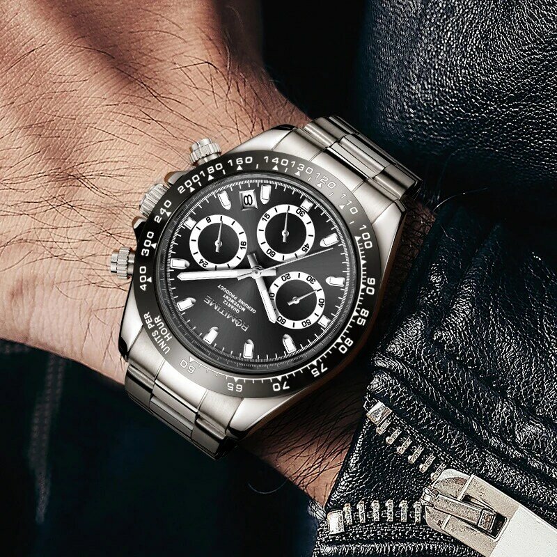 ROMITIME Watches For Men Top Original Brand Stainless Steel Strap Luminous Men's Watches Luxury Waterproof Fashion Quartz Watch
