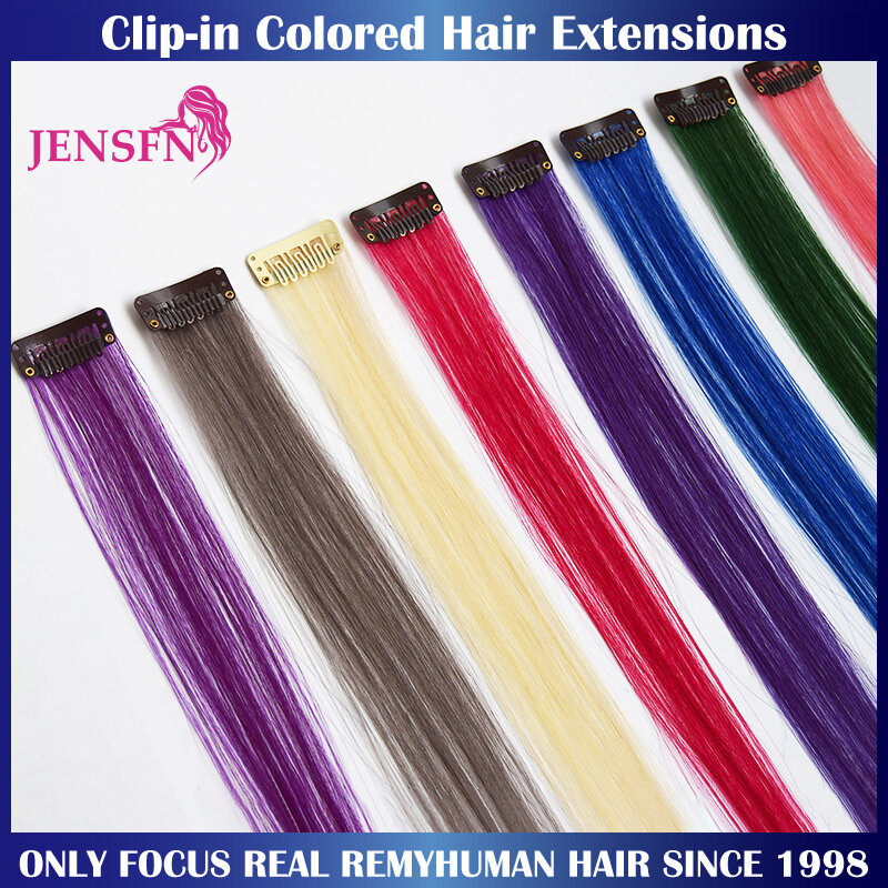 Color Extensions Clip-in One Piece Human Hair Extensions  22" Inch For Salon  For Women A Variety of Color