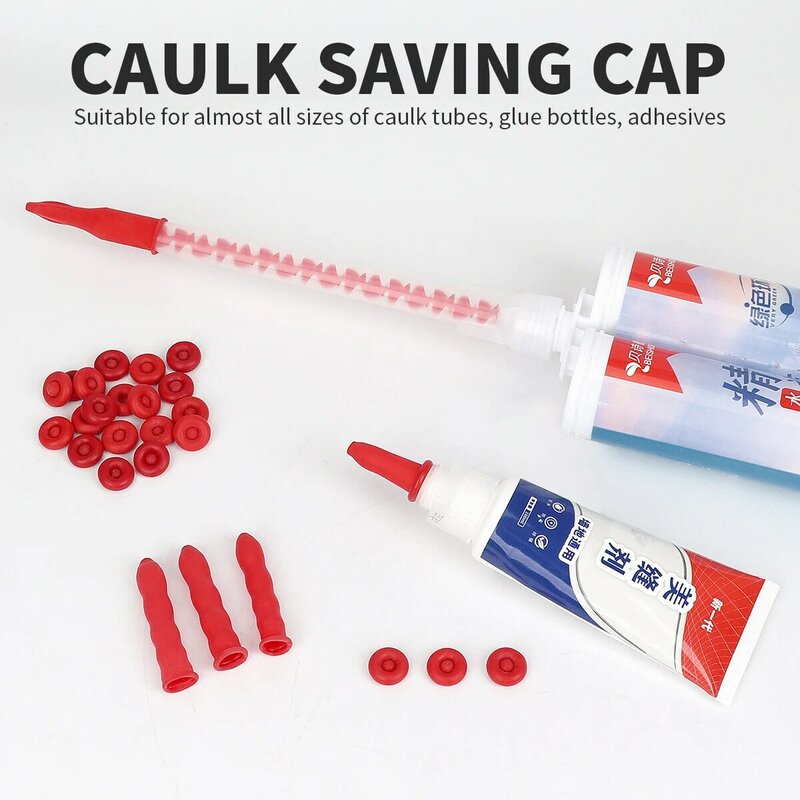 10pcs Caulking Gun Nozzles Cap Red Caulk Saving Barrel Glue Mouth Protective Cover For Sealing And Preserving Leakproof Sleeve