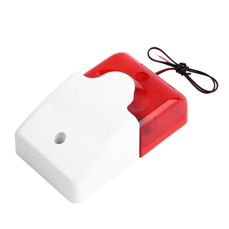 Nieuwe 1Sets Mini Wired Strobe Sirene Duurzaam 12V Sound Alarm Strobe Knipperend Rood Licht Geluid Sirene Home Security alarmsysteem 115dB