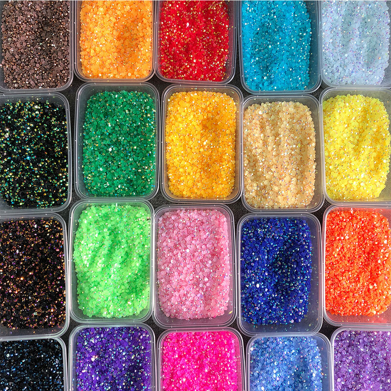 Bulk Groothandel Jelly Ab Plaksteen Resin Rhinestones Candy Cab Kleur 3D Nail Art Diy Deco Bling Kit Levert Versiering