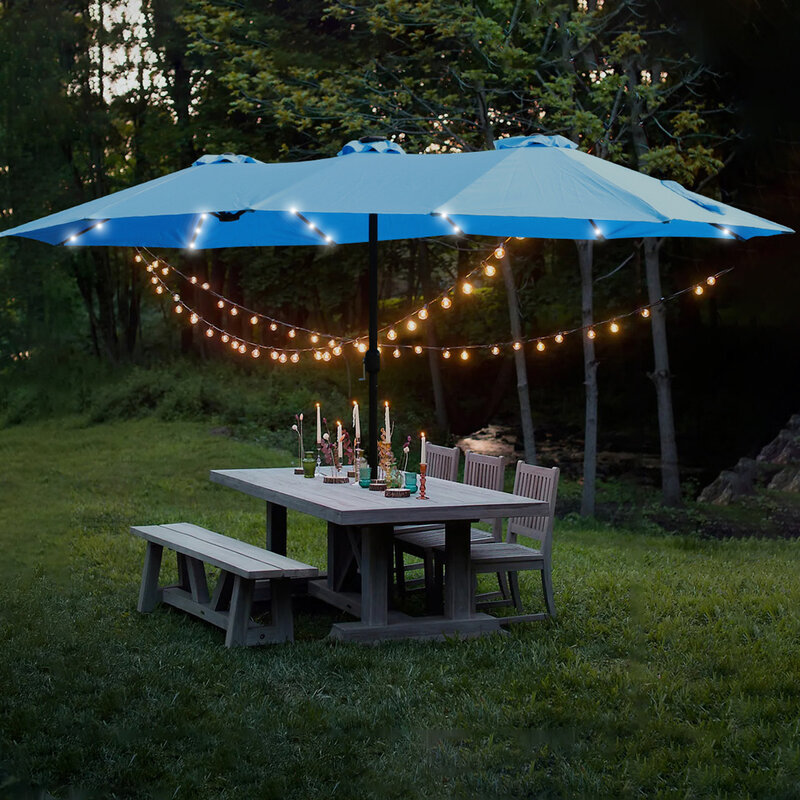 Outdoor Patio Umbrellas With 3 Air Vents Crank And 12 Ribs Rust-proof Steel Frame Metal Outdoor Table Umbrella For Deck Garden