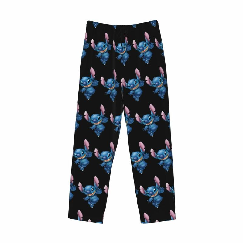 Desenhos animados dos homens Animação Stitch Pijama Calças, Pijamas, Sleep Lounge Bottoms com bolsos, impresso personalizado