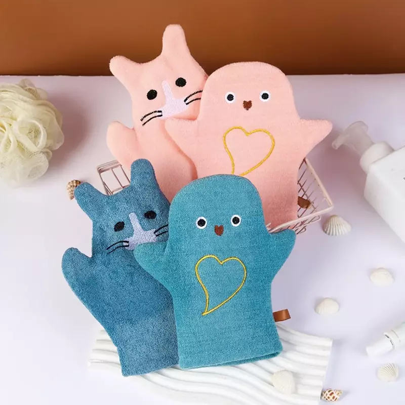 Gants de bain avec motif animal de dessin animé pour bébé et enfant, gant de toilette pour le bain et le massage