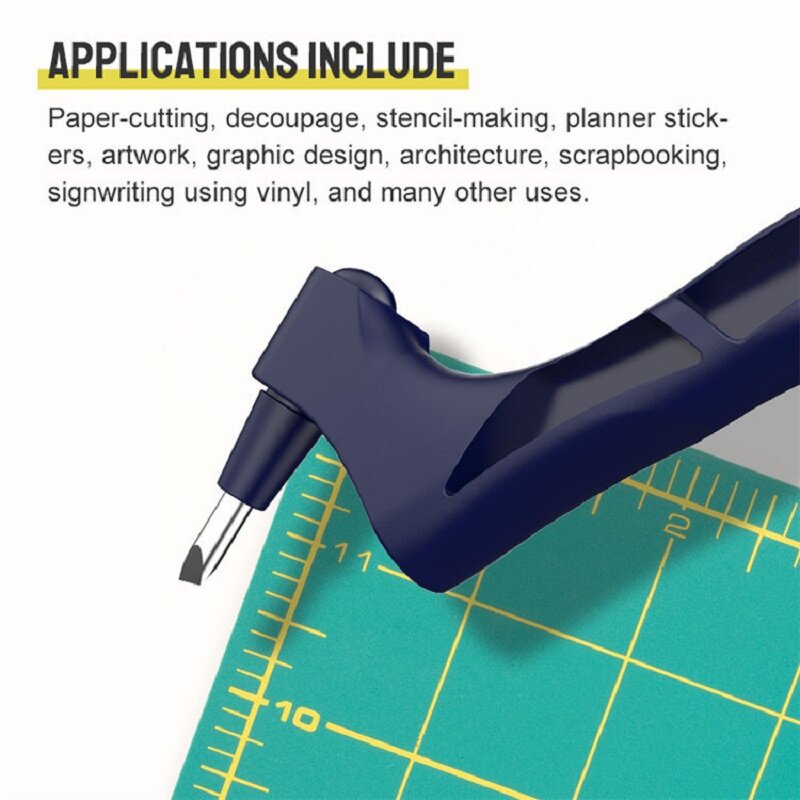 Aço Rotating Blade para DIY Art Cutting Tool, Craft Cutting, Safety Cutter, Paper Knife com 3 Blades, Blade Cutting Pen, 360