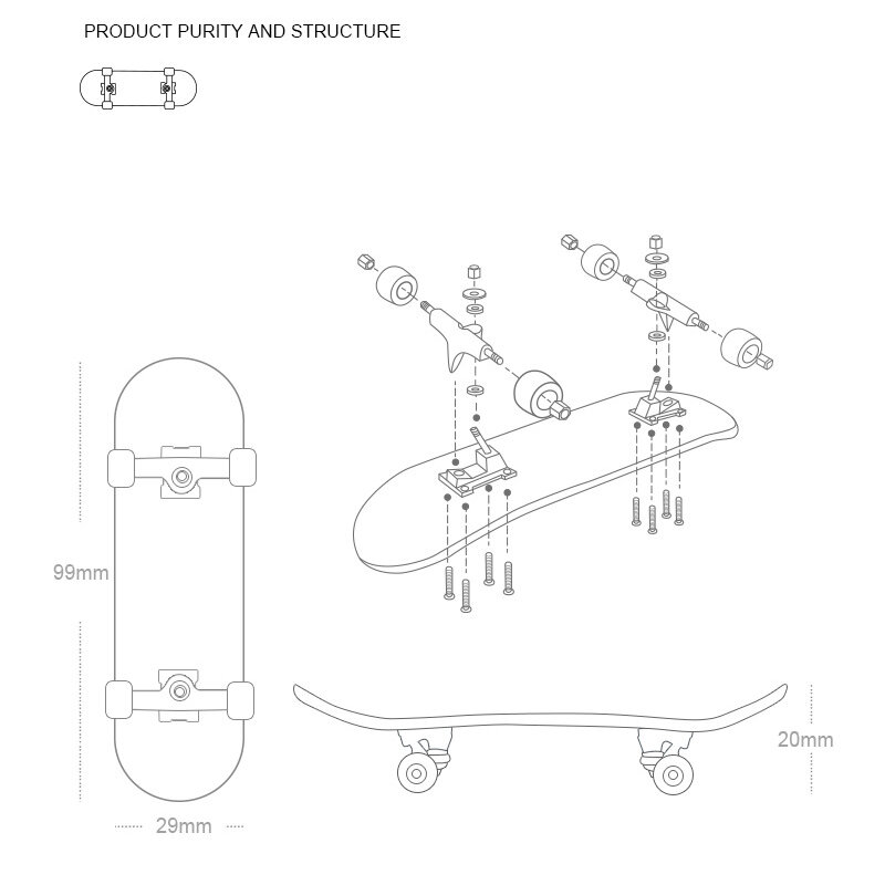 Wooden Professional Finger Skateboards DIY Toys Skate Park Tech Parts Deck Stunt Metal Bracket Bearing Wheel Tabletop Toys Gifts