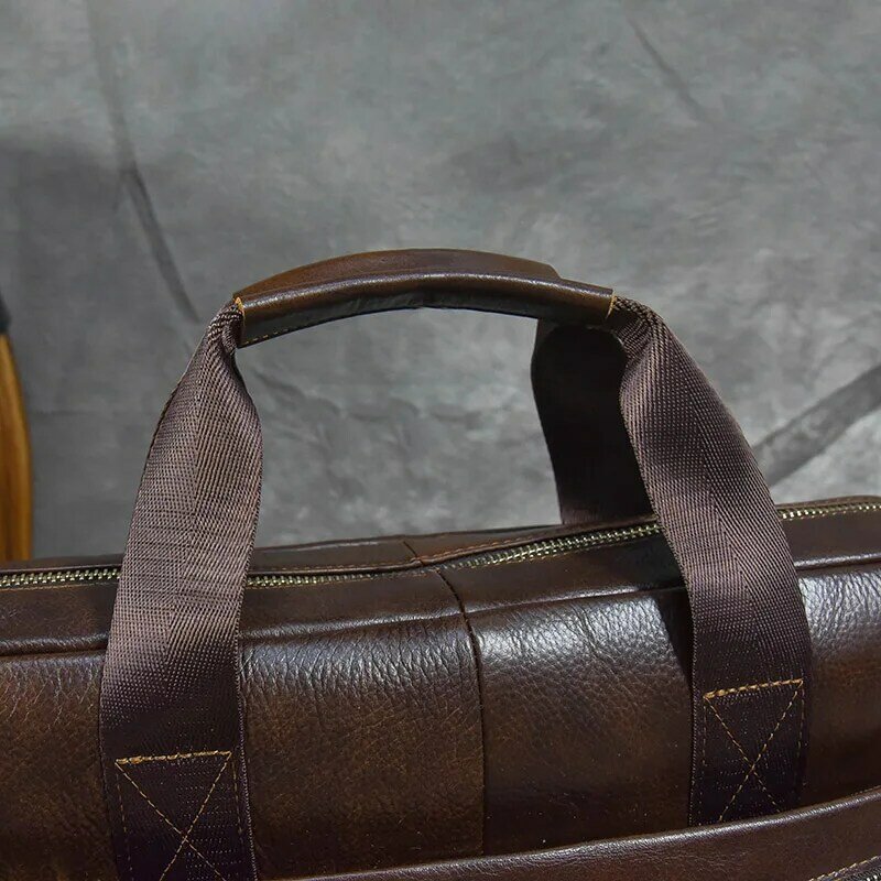 Genuine Leather Briefcase Bag for 15.6 inch laptop computer bag cowskin handbag for men male leather crossbody shoulder bag