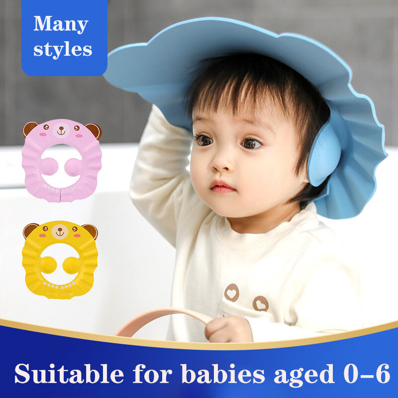 Chuveiro do bebê tampão macio ajustável lavagem de cabelo chapéu para crianças proteção para a orelha seguro crianças shampoo banho chuveiro proteger a cabeça capa
