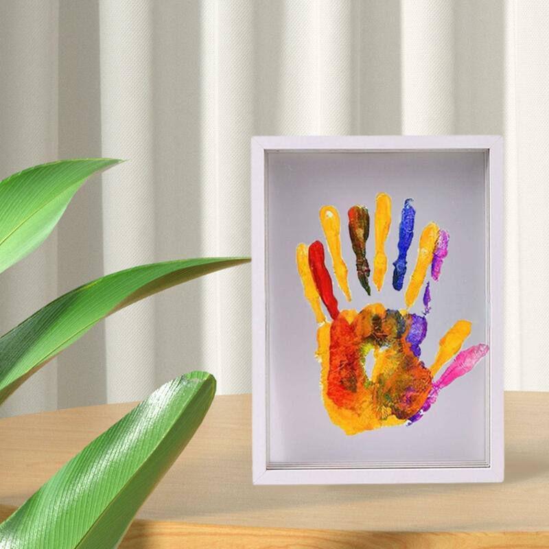 Clear Family Handprint Kit Home Decoration Keepsake Hand and Footprint Frame for Grandparents Family Night New Parents Family