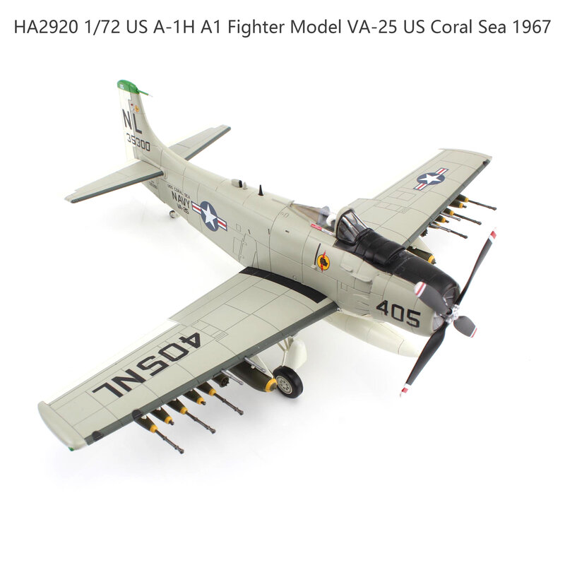 HA2920 1/72 미국 A-1H A1 전투기 모델, VA-25 미국 산호 바다 1967 합금 완제품 컬렉션 모델