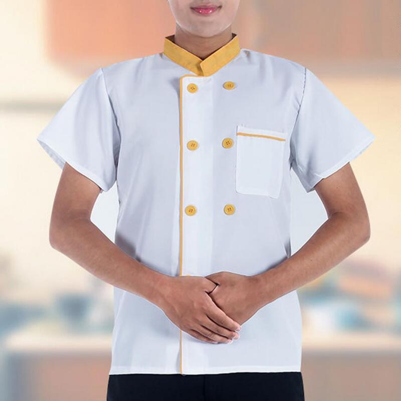 Uniforme de chef résistant aux taches pour la cuisine, manteau de chef respirant, chemise de restaurant Chamonix, double boutonnage, support à manches courtes