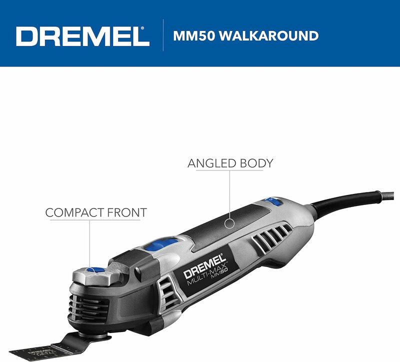 Dremel MM50-01 Multi-Max Oscillating DIY Tool Kit with Tool-LESS Accessory Change- 5 Amp 30 Accessories- Compact Head