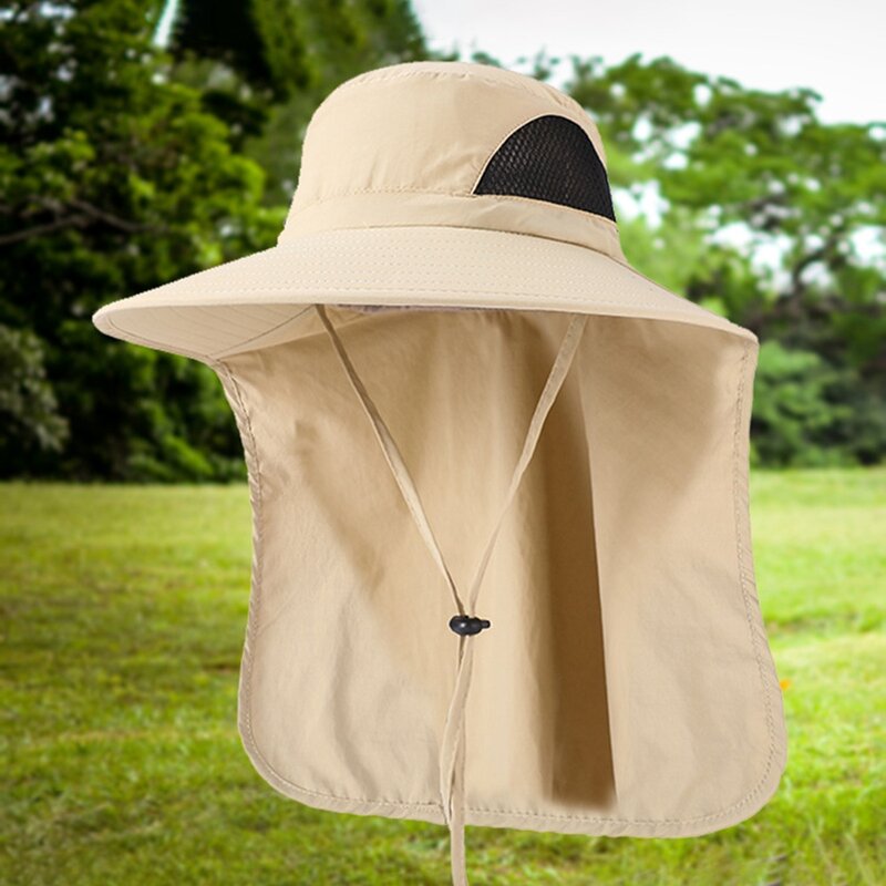 Chapéu de sol ao ar livre com aba de pescoço proteção solar caminhadas chapéu safari caps para homens