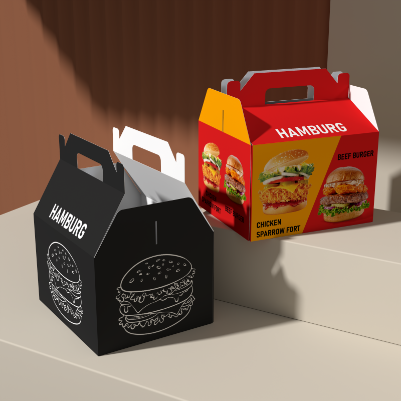 Caja de cartón para sándwich de hamburguesa, embalaje portátil de pollo frito, producto personalizado, nuevo diseño