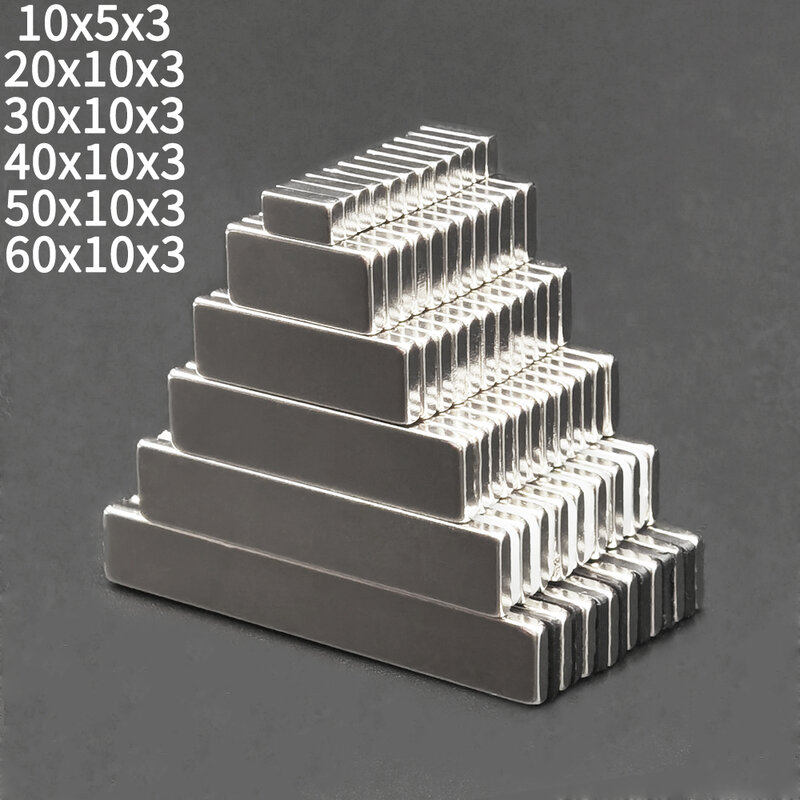 블록 직사각형 네오디뮴 자석, 10x5x2, 20x10x2, 20x10x3, 30x10x2, 30x10x3, 50x10x3, 60x10x3mm 강력한 스트립 자석, N35