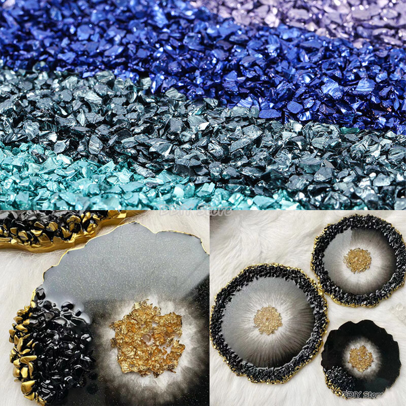 Piedras de vidrio roto de 20g, relleno de resina DIY, mediano/Pequeño, relleno de epoxi UV, Decoración de mesa, molde decorativo de relleno de posavasos