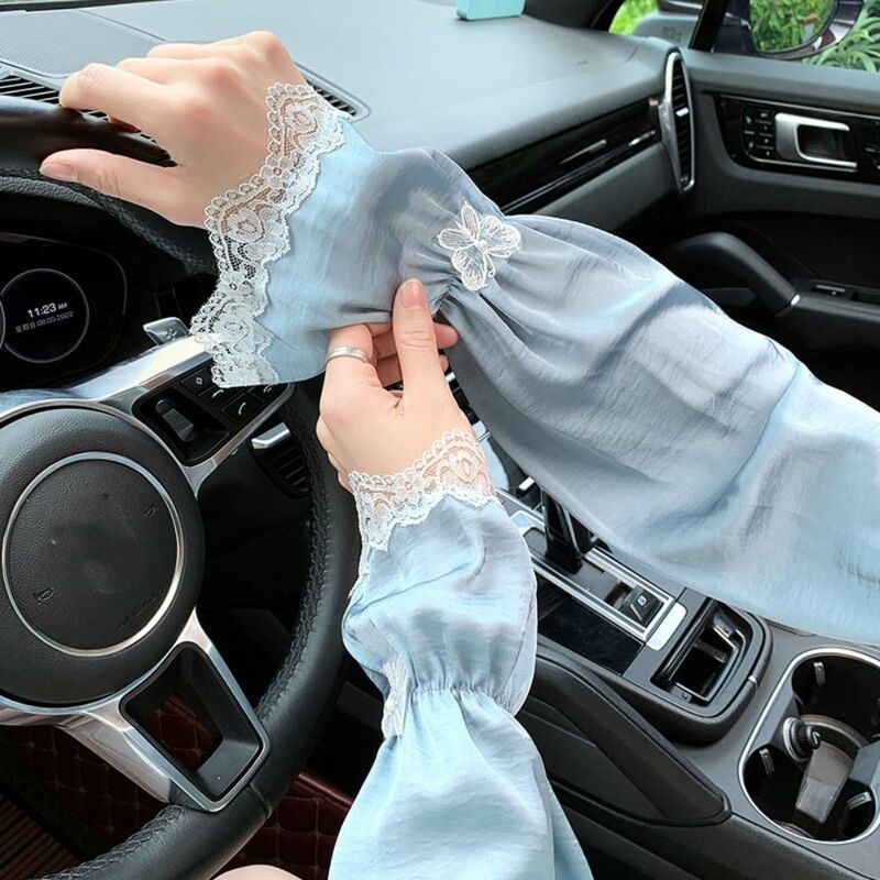 Anti-UV Ice Silk Sleeves Breathable Lace Butterfly Sunscreen Sleeve Cycling Gloves UV Insulation Sun Protection Cover Outdoor