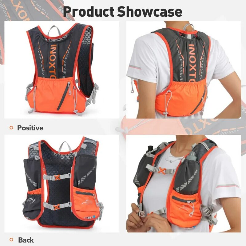 INOXTO-Lightweight Running Backpack Hydration Vest, Suitable for Bicycle Marathon Hiking, Ultra-light and Portable 5L