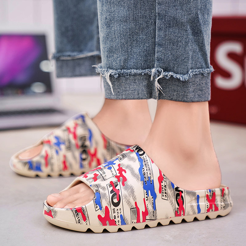 New Arrivals Summer Unisex YZY Slides Slip On Breathable Cool Beach Sandals Lightweight NO Inspired YZY Slippers Plus Size 35-46