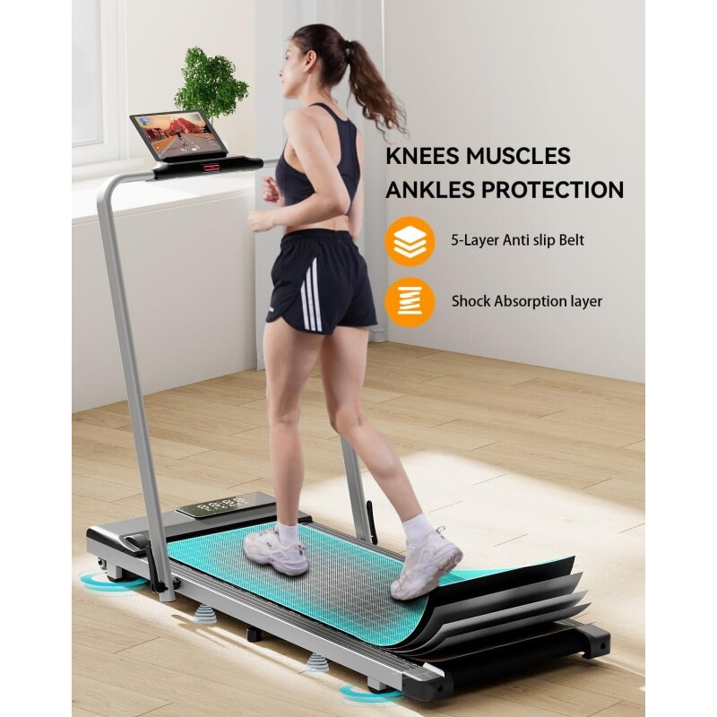 Treadmill bantalan berjalan 3 dalam 1, Treadmill lipat 300lbs kapasitas di bawah meja Treadmill 3,0hp dapat dilipat untuk rumah kantor