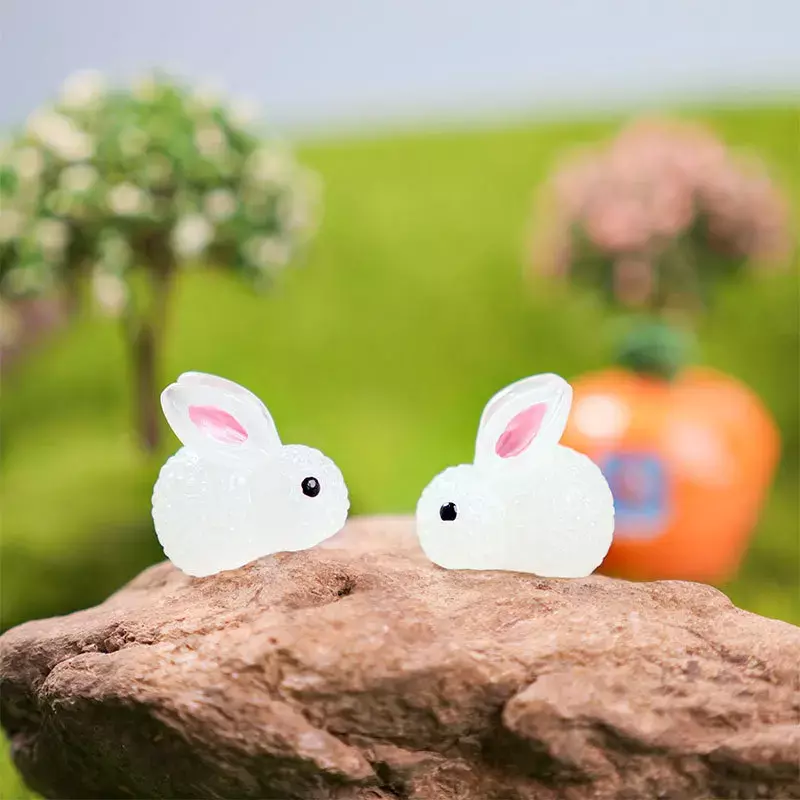 Gorąca wyprzedaż 5 szt. Świecące zabawki miniaturowy królik świecące figurki baśniowa dekoracja ogrodowe urocze mikro element dekoracji krajobrazu akcesoria do DIA