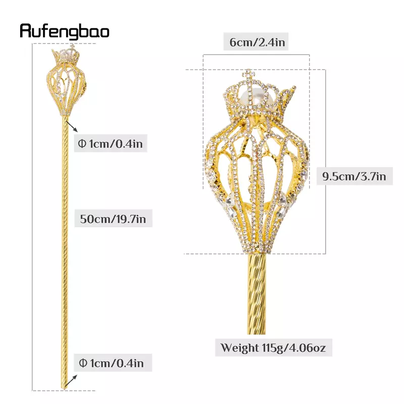 Golden White Alloy Cross Wands for Girl Princess Wands for Kids Angel Wand for Party Cosplay Costume Wedding Birthday Party 50cm