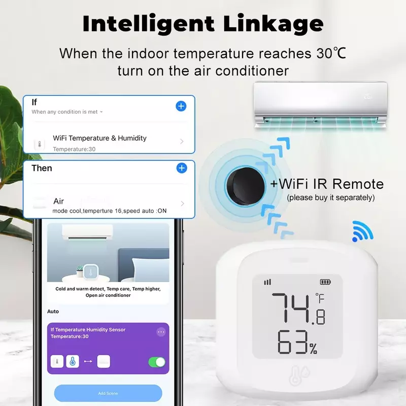 Tuya-Capteur de température et d'humidité, WiFi pour Zigequation, maison intelligente, tournesol, intérieur, écran LCD Therye.com, nous-mêmes avec Alexa Google