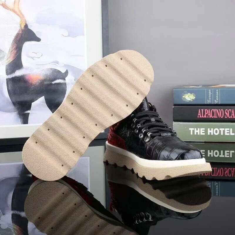 Sapatos casuais masculinos de pele de barriga de crocodilo, sapatos de couro genuíno masculino, moda nova chegada 2023