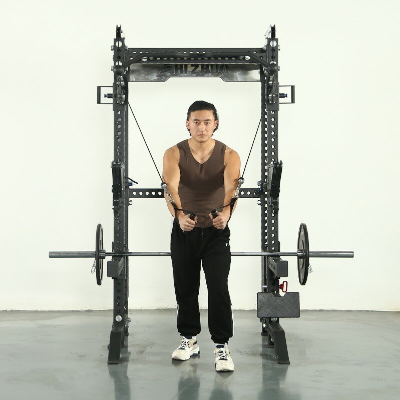 Customizable fitness gym equipment cable crossover power squat rack machine with weight stack