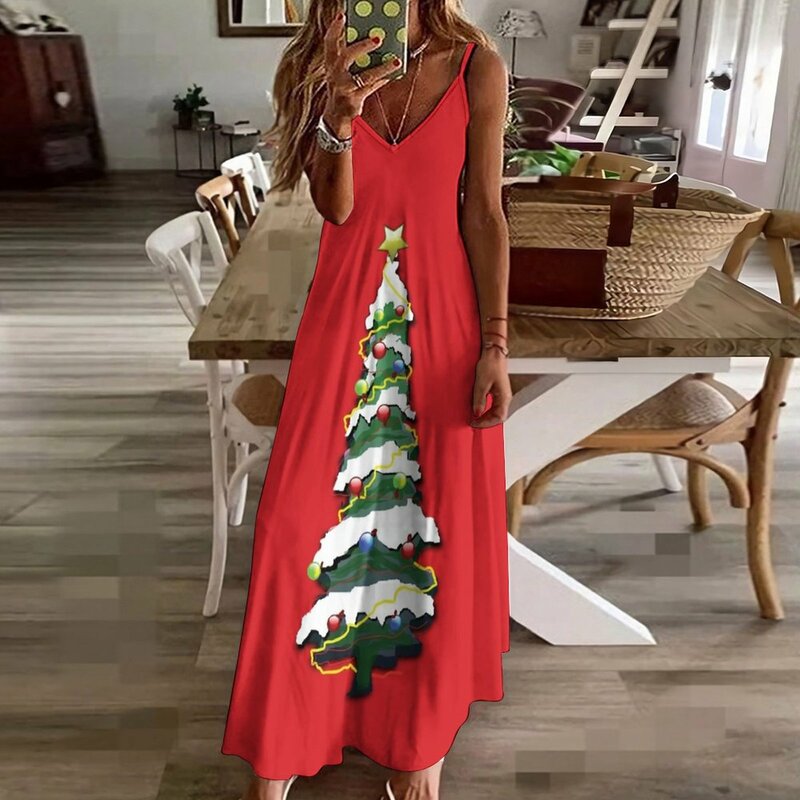 Vestido sin mangas con Árbol de Navidad para mujer, ropa alta y Nevada, novedad de verano 2024, 2024