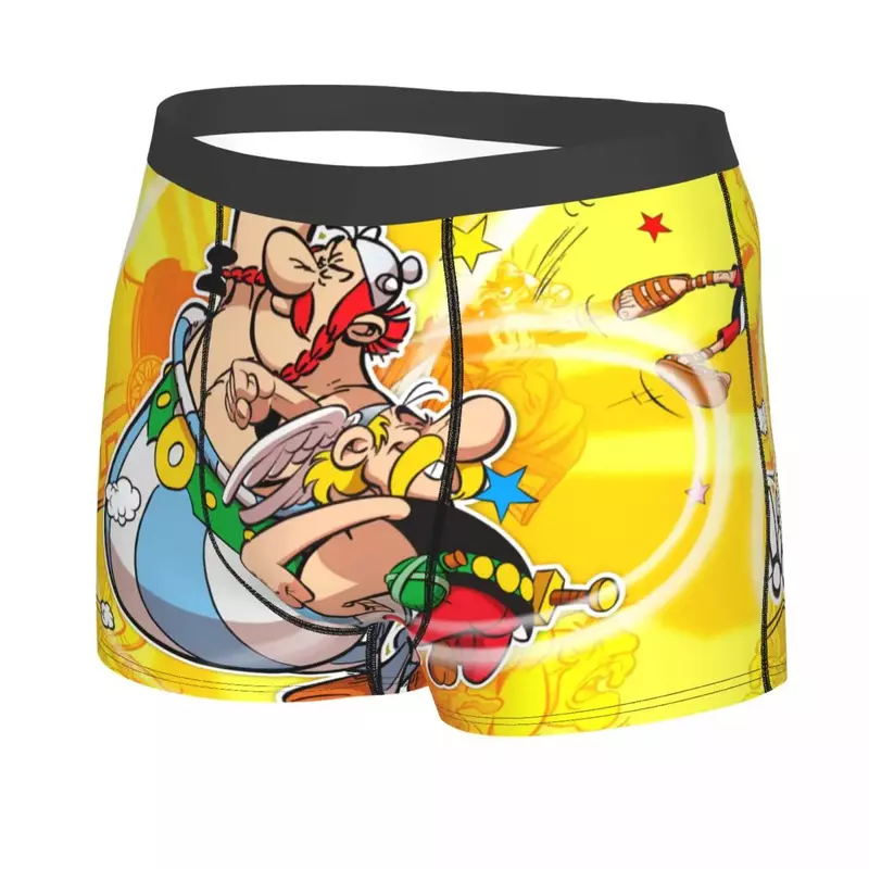 Cuecas Boxer Respiráveis Masculinas, Quadrinhos de Aventura, Asterix, Impresso 3D, Getafix, Obelix, Novidade