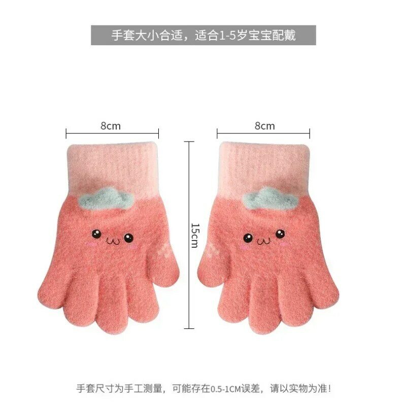 New Full Finger Winter Kids Gloves for Children 4-12T Outdoor Finger Protection Warm Cute Cartoon Baby Gloves