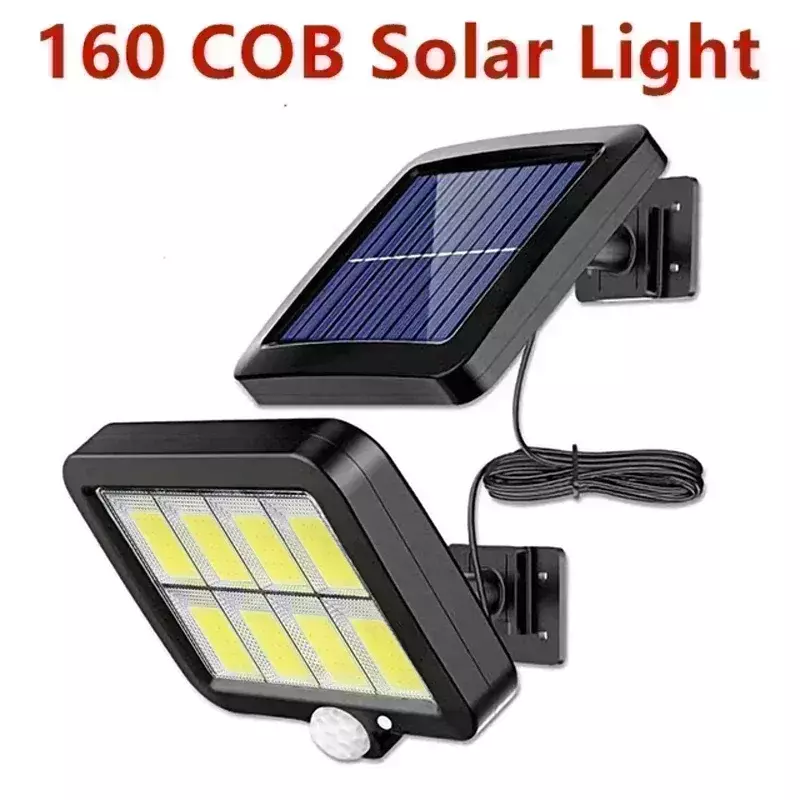 Lampe solaire LED COB avec détecteur de mouvement PIR, étanche, éclairage d'extérieur, applique murale, lampadaire de secours, éclairage de garage, lumières de sécurité