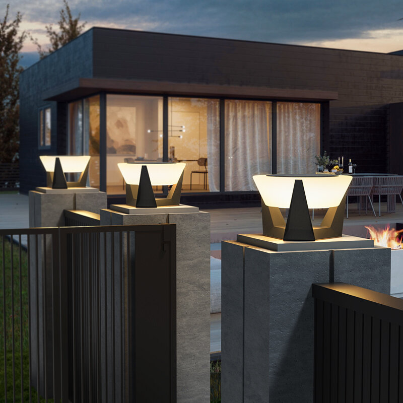 VZVI lampioni solari per esterni giardino colonna testa lampada Post luce impermeabile recinzione Cap Pathway Light Lantern decorazione del Patio