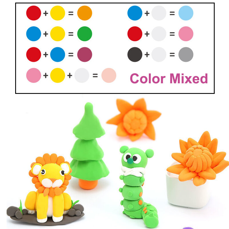 Air Dry Plasticine Modeling Clay Educational 5D Toy For Children Gift Play Dough Colorful Light Clay Safe Toy Gift for Kids