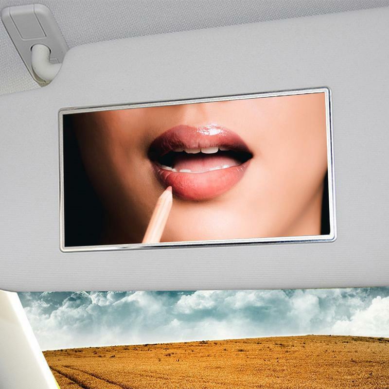 Car Cosmetic Mirror 110*65mm Stainless Steel Portable Sun-Shading Makeup Mirror Practical Car Interior For Car Decoration