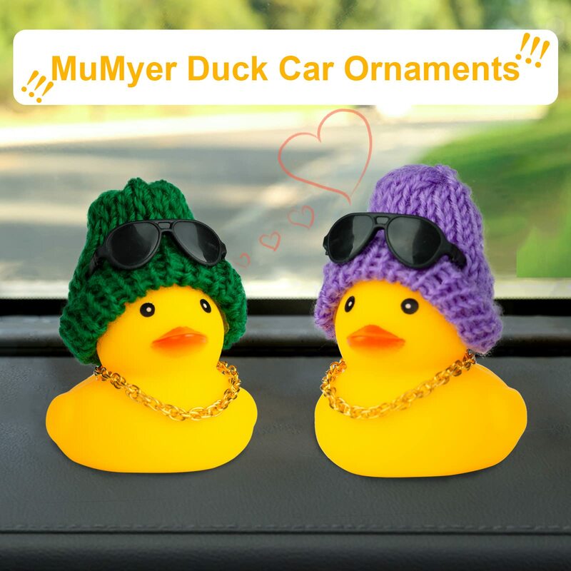2 Set Car Duck Mini Car Dashboard Yellow Rubber Duckies Toy Jeep Duck Party Favor Car Decoration Table Ornament accessorio per auto