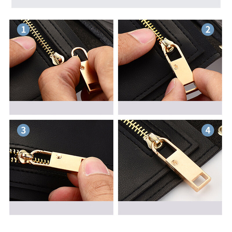 Destacável Metal Zipper Pull Substituição, Slider Pull Repair Kit para Vestuário Jacket, DIY Craft Sewing Zip Head, 2 5 10Pcs