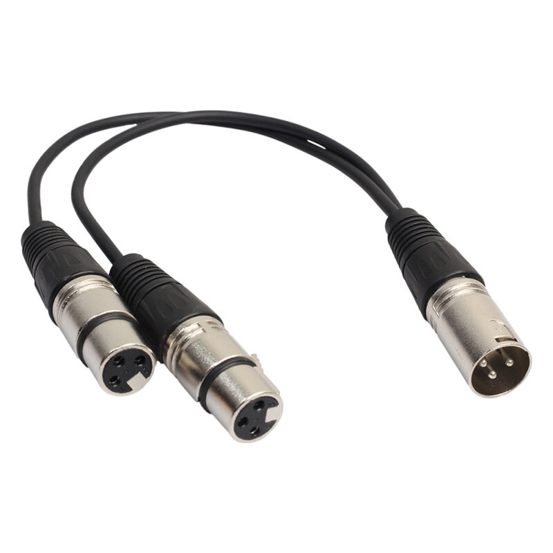 3Pin XLR Female Jack To Dual 2 Male Plug Y Splitter 30cm Adapter Audio Extension Cable for Mixer Recorde Microphone Cabler